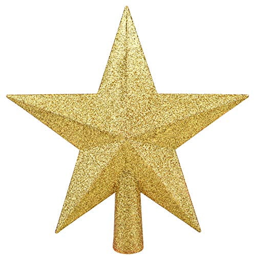Golden Livder 8 Inches Christmas Tree Top Crown Glitter Star Decoration 
